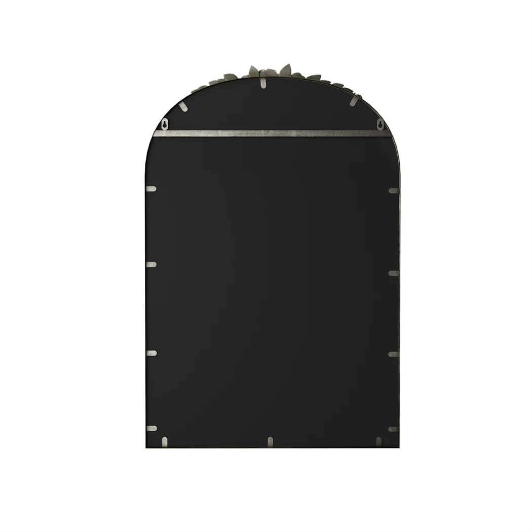 LUVODI Arched Antique Brass Wall Mirror Metal Frame Adorned with Resin Rose Pattern for Entryway,Fireplace,Living Room