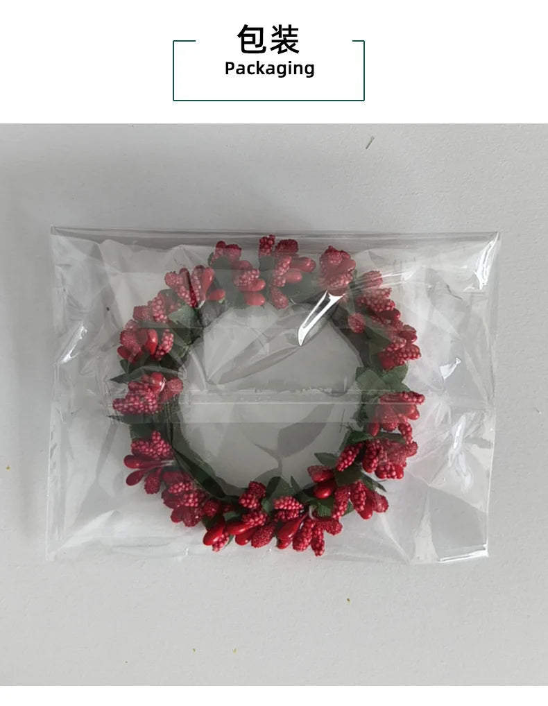 Christmas Artificial Candle Base Decorative Wreath Ring Wreath Artificial Leather Wedding and Family Table PartyDecoration