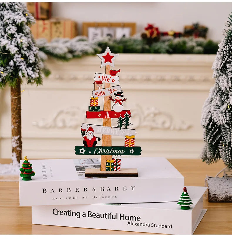 Desktop Christmas Tree Santa Claus Wooden Christmas Signs Decoration