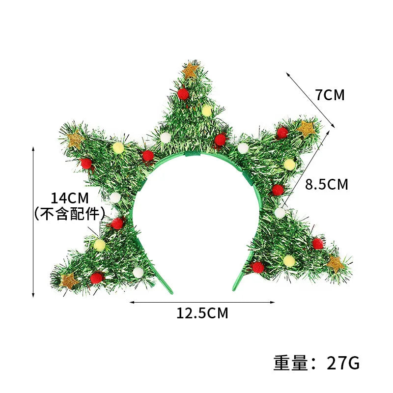 Christmas Tree Star Hair Ball Headnad Christmas Dress Up Head Wear Noel Happy New Year Head Band Natal 2025 Navidad Gift Favor