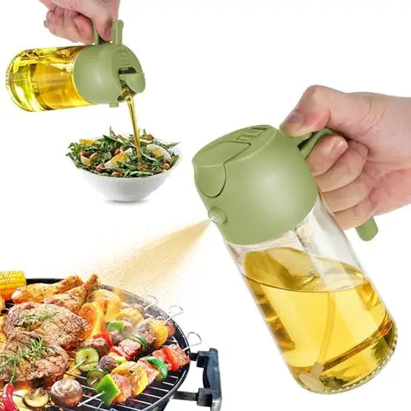 GJ 16Oz Oil Dispenser Bottle for Kitchen - 2 in 1 Olive Oil Dispenser and Oil Sprayer - 470Ml Olive Oil Bottle - Oil Sprayer for Cooking, Kitchen, Salad, Barbecue Black Utensils Kitchen Oildispenser Oils Prayer Black Non-Toxic Multicoloured Non-Toxic