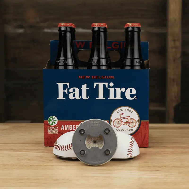 Baseball Bottle Opener Made from a Real Leather Baseball