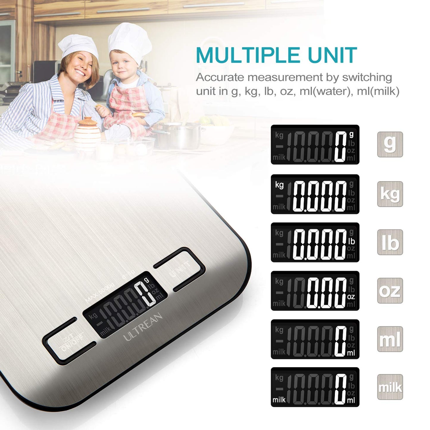 Digital Food Scale with Multiple Units and Tare Function