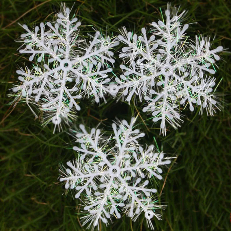 Christmas Tree Decoration Snowflakes 6cm-18cm White Plastic Artificial Snow Home Decorations 2020 Happy New Year Party Supplies