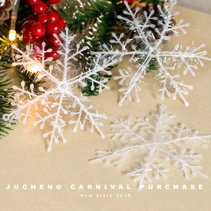 Christmas Tree Decoration Snowflakes 6cm-18cm White Plastic Artificial Snow Home Decorations 2020 Happy New Year Party Supplies