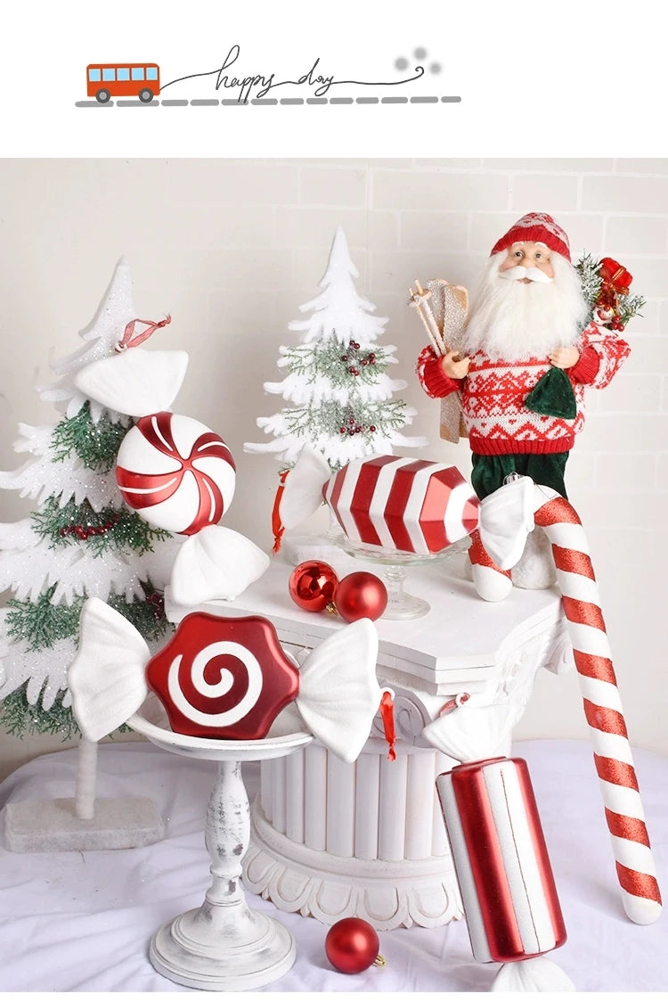 Christmas Large Candy Canes Christmas Tree Lollipop Decoration Ornaments White and Red