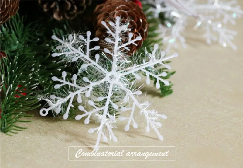 Christmas Tree Decoration Snowflakes 6cm-18cm White Plastic Artificial Snow Home Decorations 2020 Happy New Year Party Supplies