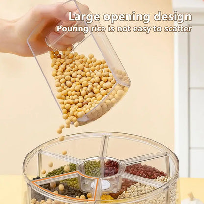 360 Degree Rotating Rice Dispenser Sealed Dry Cereal Grain Bucket Dispenser Moisture-proof Kitchen Food Container Storage Box