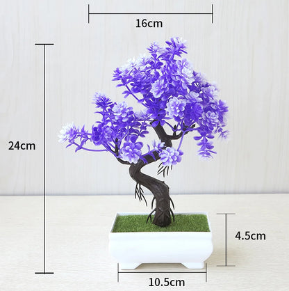 Artificial Plastic Plants Bonsai Small Tree Pot Fake Plant Potted Flower Garden Arrangement Ornaments Room Home Table Decoration