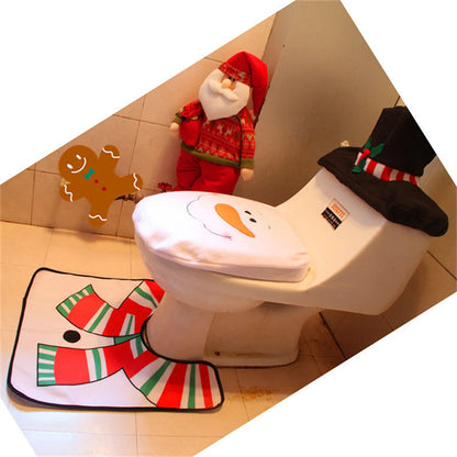 Christmas Toilet Seat Covers Creative Santa Claus Bathroom Mat Xmas Supplies for Home