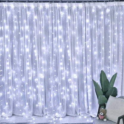 3/6M LED Curtain Garland Fairy String Lights Christmas Holiday Party Wedding Decoration USB Remote 8 Modes Waterfall Lighting