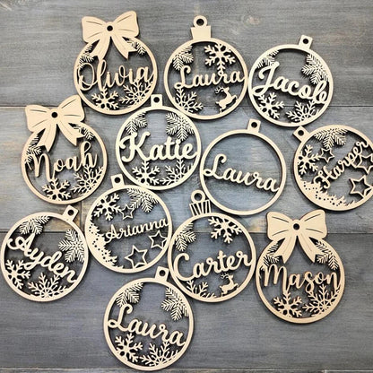 Custom Christmas Different Names Tree Hanging Ornament Personalized Wooden Bauble Christmas Decoration DIY Wood Gift  2023