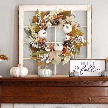 1pcs Autumn Maples Leaf Pumpkin Berry Garland Fall Mantle Fireplace Thanksgiving Halloween Christmas Farmhouse Harvest Decoratio