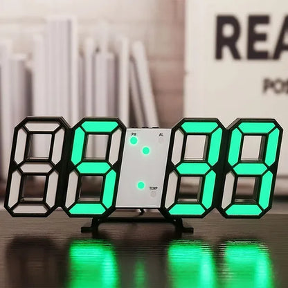 3D Digital Wall Clock Decoration for Home Glow Night Mode Adjustable Electronic Watch Living Room LED Clock Decor Clocks Garden