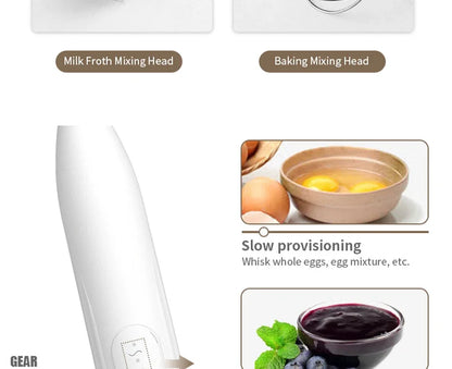 Baking Milk Stirrer Electric Beater Home Gadgets USB Rechargeable 2-in-1 Electric Egg Beater Mini Blender Cake Mixer Frother Bar