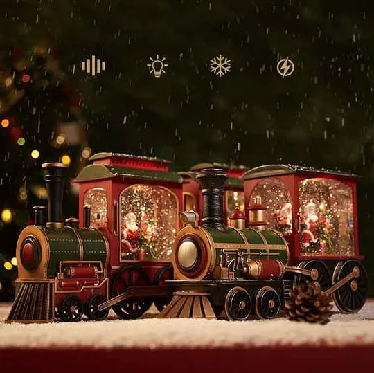 Santa Claus Snowman Christmas Gift Crystal Sequins Christmas Eve Music Box Train Crystal Ball Ornaments Desktop Decoration