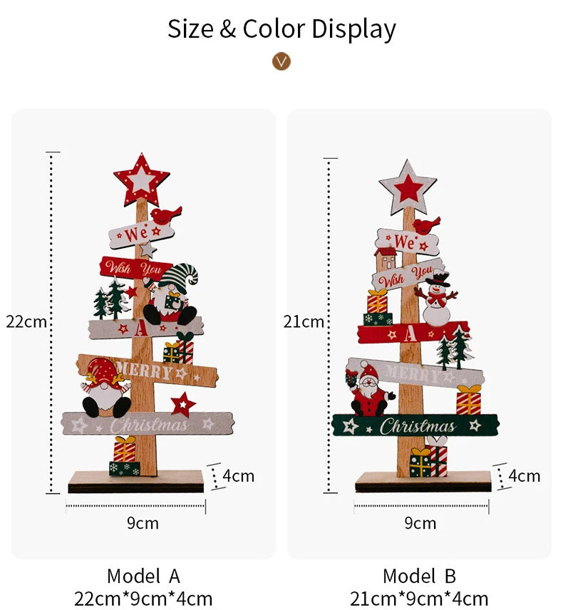 Desktop Christmas Tree Santa Claus  Wooden Christmas Signs Decoration