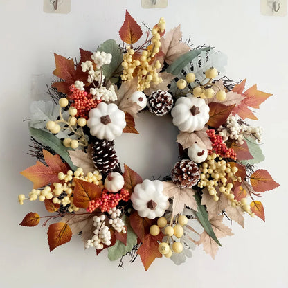 1pcs Autumn Maples Leaf Pumpkin Berry Garland Fall Mantle Fireplace Thanksgiving Halloween Christmas Farmhouse Harvest Decoratio