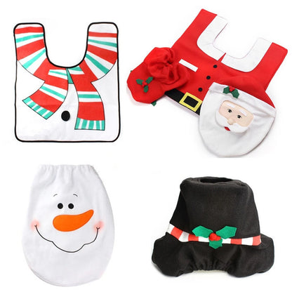 Christmas Toilet Seat Covers Creative Santa Claus Bathroom Mat Xmas Supplies for Home