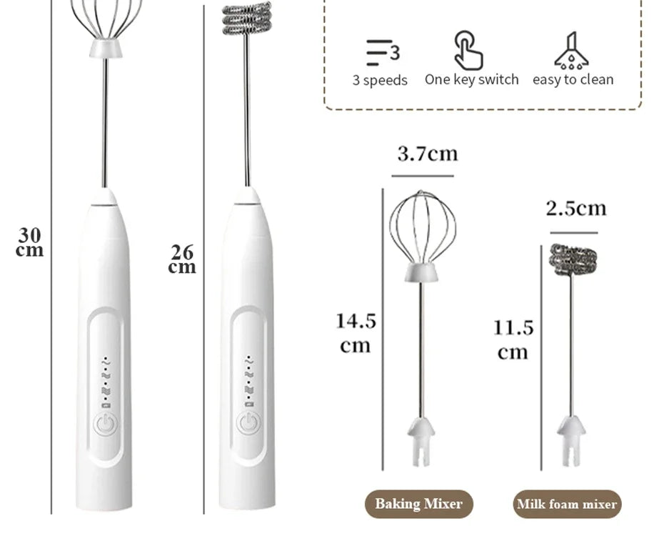 Baking Milk Stirrer Electric Beater Home Gadgets USB Rechargeable 2-in-1 Electric Egg Beater Mini Blender Cake Mixer Frother Bar