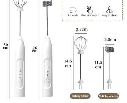 Baking Milk Stirrer Electric Beater Home Gadgets USB Rechargeable 2-in-1 Electric Egg Beater Mini Blender Cake Mixer Frother Bar