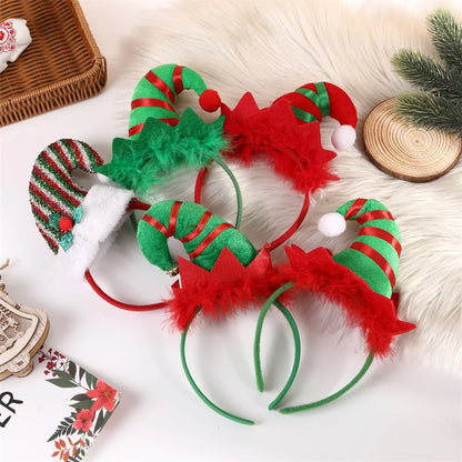 New Christmas Headwear Funny Deer Antlers Headpiece Santa Claus Hair Headband Happy New Year Merry Christmas Hair Accessories