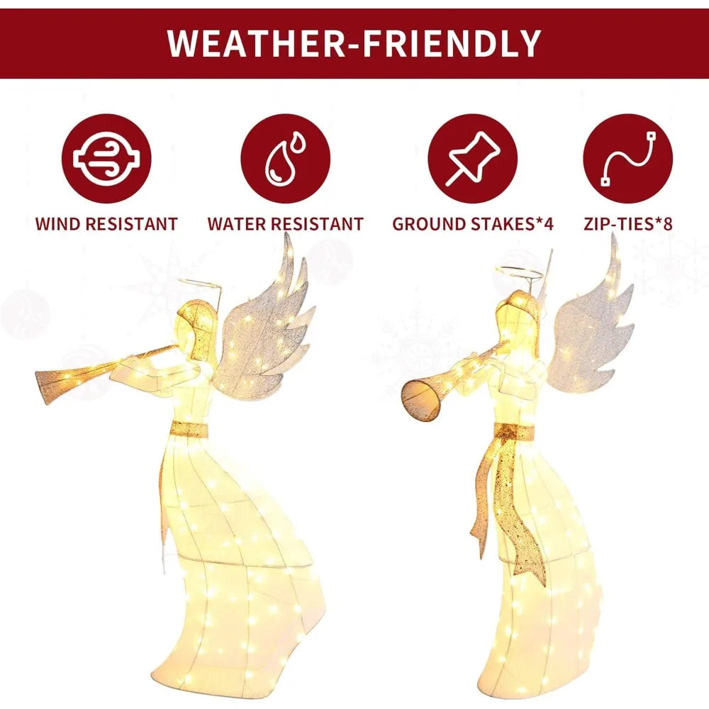 180 LED Lights, 66-Inch High Pre-Lit Angel Outdoor Decor