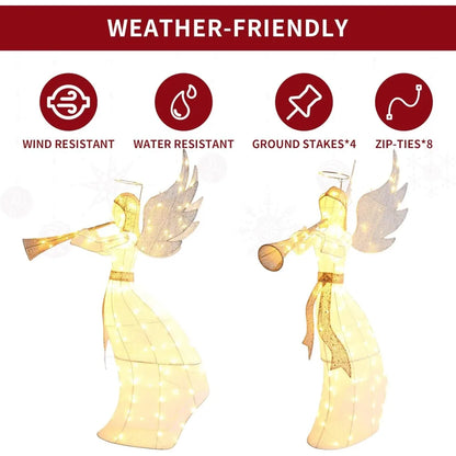 180 LED Lights, 66-Inch High Pre-Lit Angel Outdoor Decor