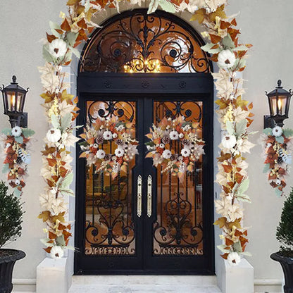 1pcs Autumn Maples Leaf Pumpkin Berry Garland Fall Mantle Fireplace Thanksgiving Halloween Christmas Farmhouse Harvest Decoratio