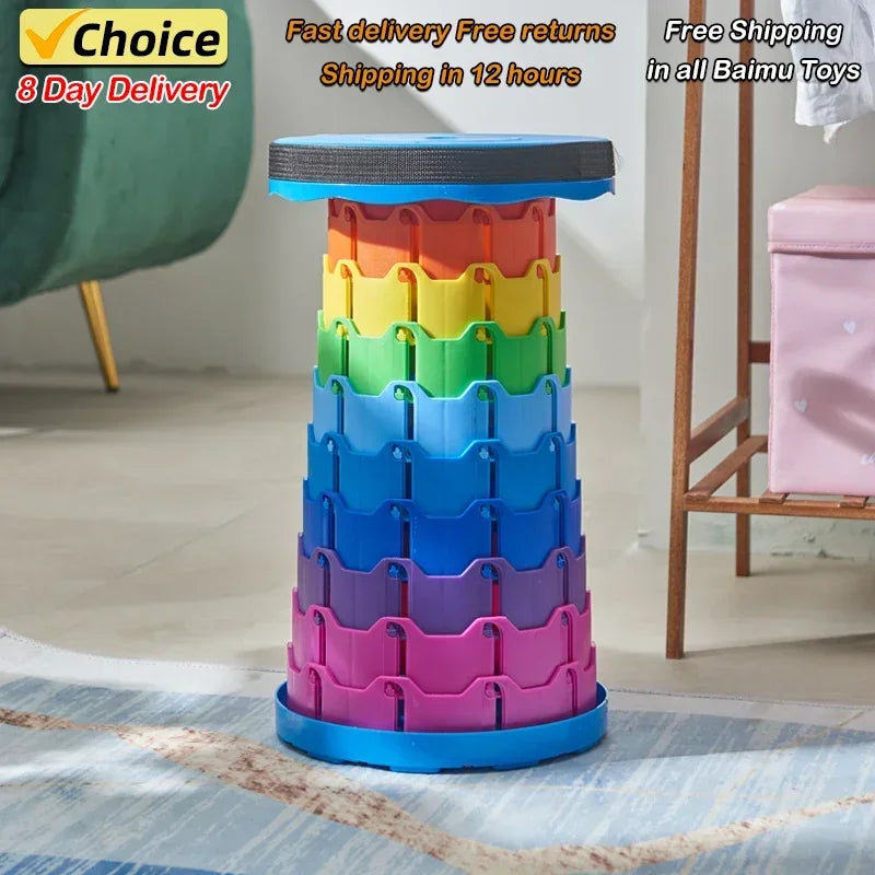 Colorful Portable Retractable Plastic Chair Folding Stool Kitchen Dining Chair Household Living Room Chairs Furniture For Room