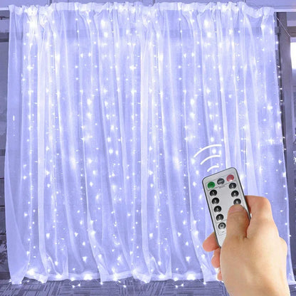 3/6M LED Curtain Garland Fairy String Lights Christmas Holiday Party Wedding Decoration USB Remote 8 Modes Waterfall Lighting