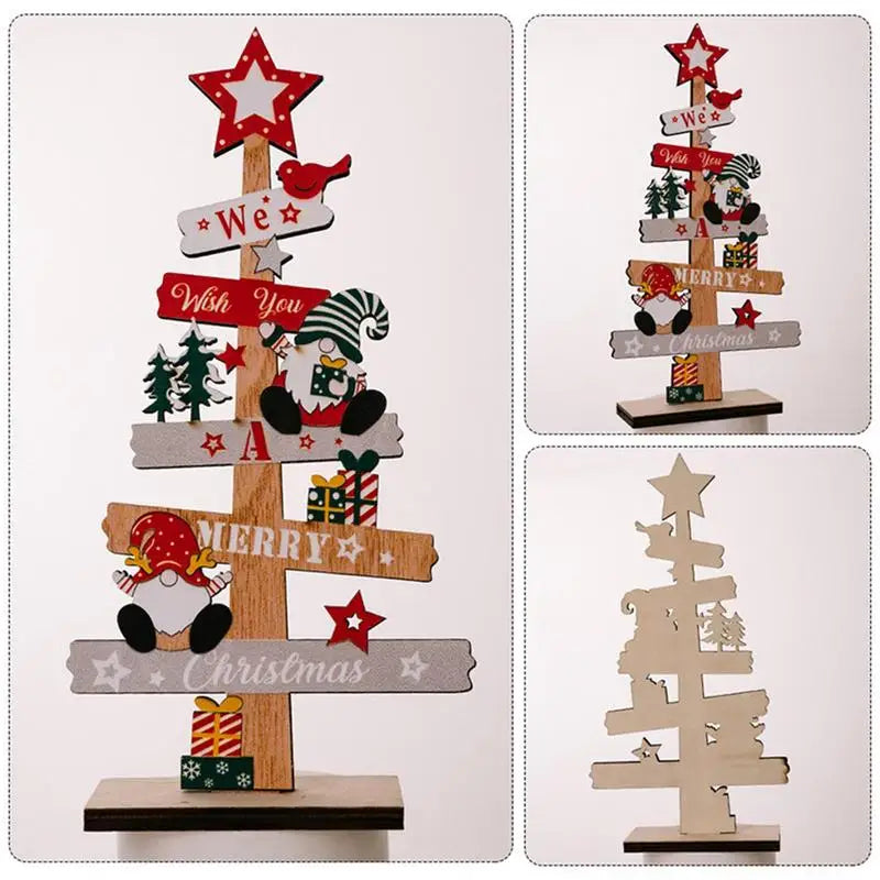 Desktop Christmas Tree Santa Claus  Wooden Christmas Signs Decoration