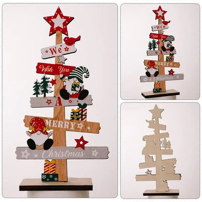 Desktop Christmas Tree Santa Claus  Wooden Christmas Signs Decoration