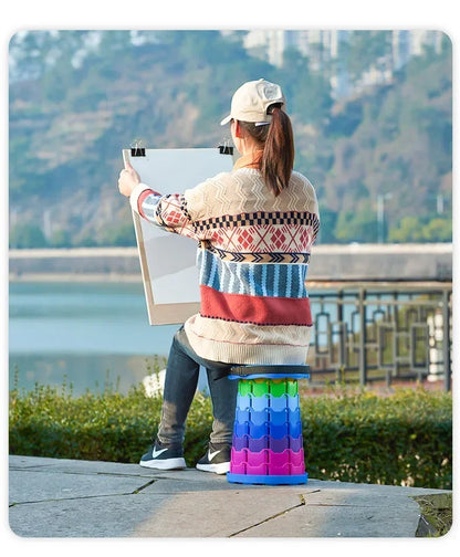 Colorful Portable Retractable Plastic Chair Folding Stool Kitchen Dining Chair Household Living Room Chairs Furniture For Room