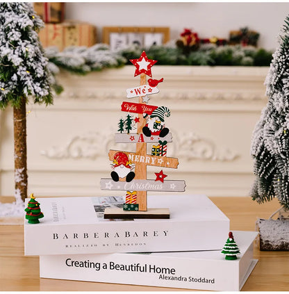 Desktop Christmas Tree Santa Claus  Wooden Christmas Signs Decoration