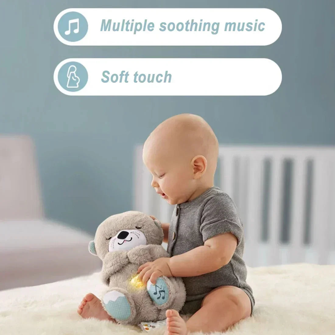 Cute Breathing Otter Sleep Soothing Sleep Toy for Kids and Babies Breathing Otter Toy Sleep Partner Plush Doll with Light