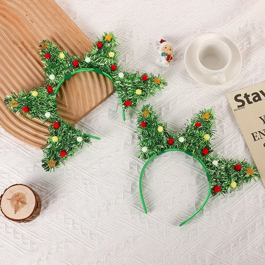 Christmas Tree Star Hair Ball Headnad Christmas Dress Up Head Wear Noel Happy New Year Head Band Natal 2025 Navidad Gift Favor