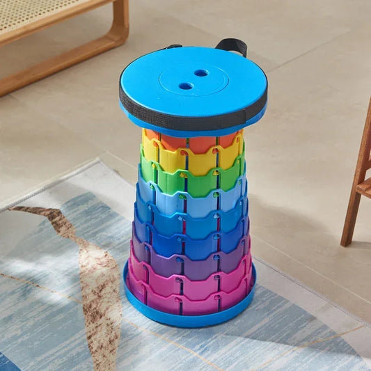 Colorful Portable Retractable Plastic Chair Folding Stool Kitchen Dining Chair Household Living Room Chairs Furniture For Room