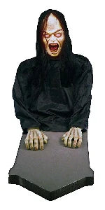 Activated Crouching Grave Digger , Talking Halloween Animatronic for Indoor or Covered Outdoor