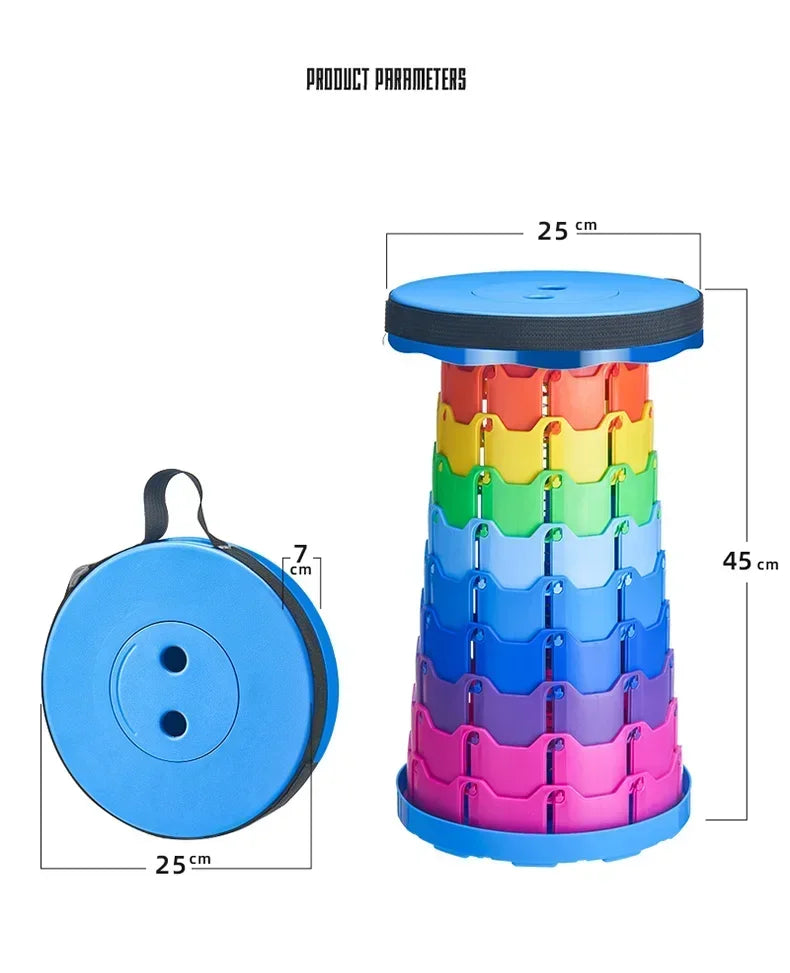 Colorful Portable Retractable Plastic Chair Folding Stool Kitchen Dining Chair Household Living Room Chairs Furniture For Room