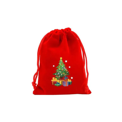 1pc Drawstring Christmas Velvet Bags Red Gift Packaging Bag Candy Biscuit Pouch Merry Xmas Bracelet Jewelry DIY Storage Supplies