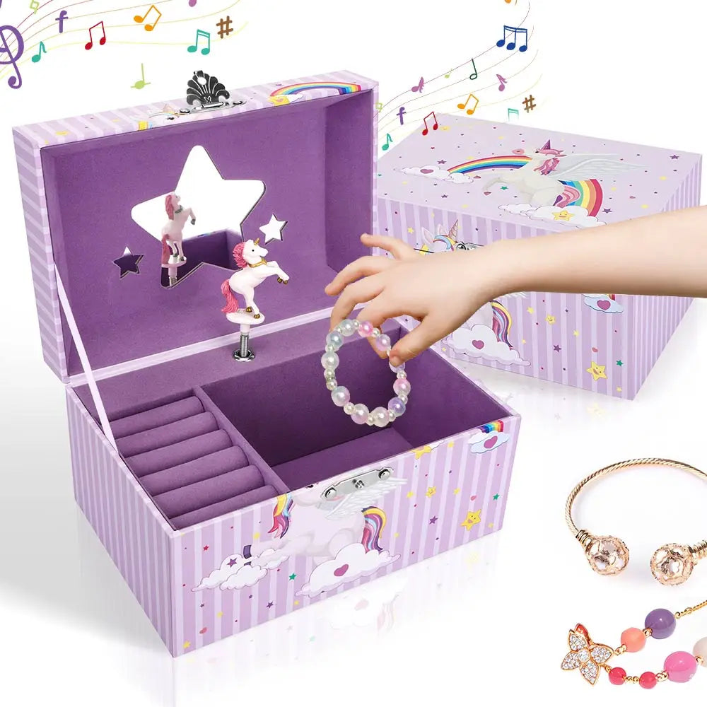 Girls Christmas Gifts Jewelry Box Unicorn Music Box with Spining Unicorn and Mermaid Birthday Christmas Gifts for Girls 4-12