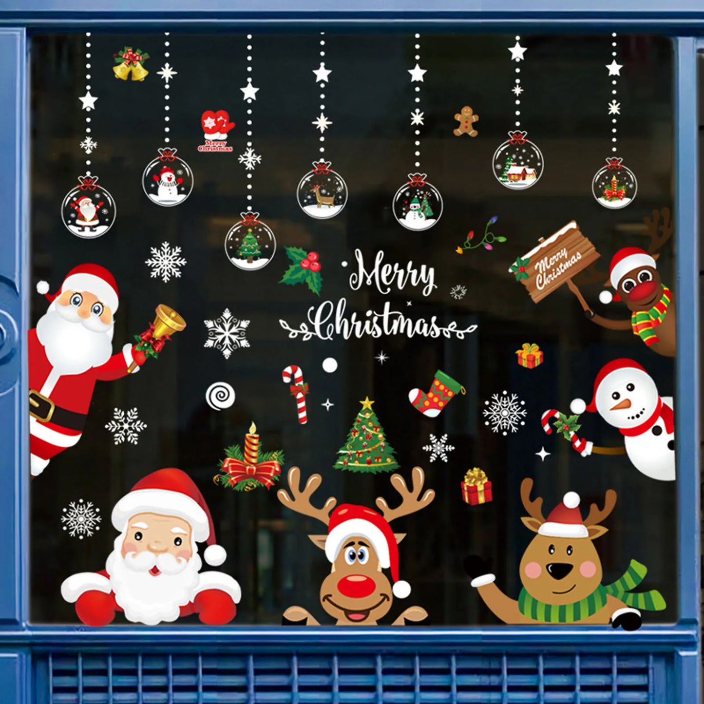 Christmas Stickers Electrostatic Glass Stickers Santa Claus Deer On Christmas Windows Walls Decor Xmas Gift Navidad DecoracióN