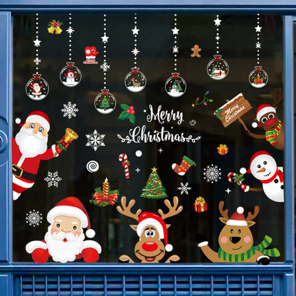 Christmas Stickers Electrostatic Glass Stickers Santa Claus Deer On Christmas Windows Walls Decor Xmas Gift Navidad DecoracióN