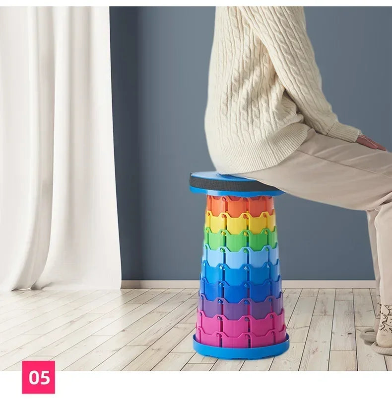 Colorful Portable Retractable Plastic Chair Folding Stool Kitchen Dining Chair Household Living Room Chairs Furniture For Room
