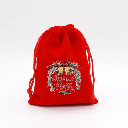 1pc Drawstring Christmas Velvet Bags Red Gift Packaging Bag Candy Biscuit Pouch Merry Xmas Bracelet Jewelry DIY Storage Supplies