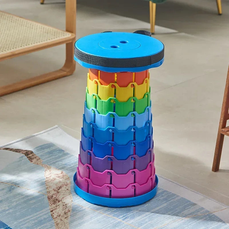Colorful Portable Retractable Plastic Chair Folding Stool Kitchen Dining Chair Household Living Room Chairs Furniture For Room