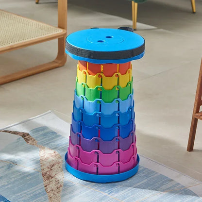 Colorful Portable Retractable Plastic Chair Folding Stool Kitchen Dining Chair Household Living Room Chairs Furniture For Room