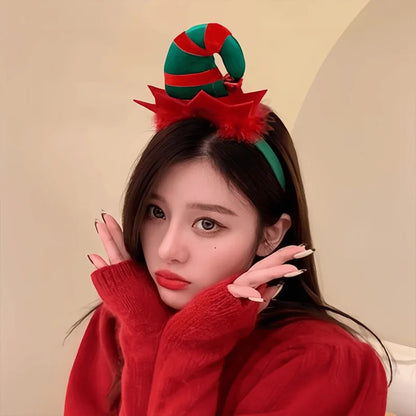 New Christmas Headwear Funny Deer Antlers Headpiece Santa Claus Hair Headband Happy New Year Merry Christmas Hair Accessories
