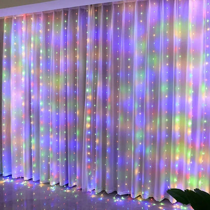 3/6M LED Curtain Garland Fairy String Lights Christmas Holiday Party Wedding Decoration USB Remote 8 Modes Waterfall Lighting